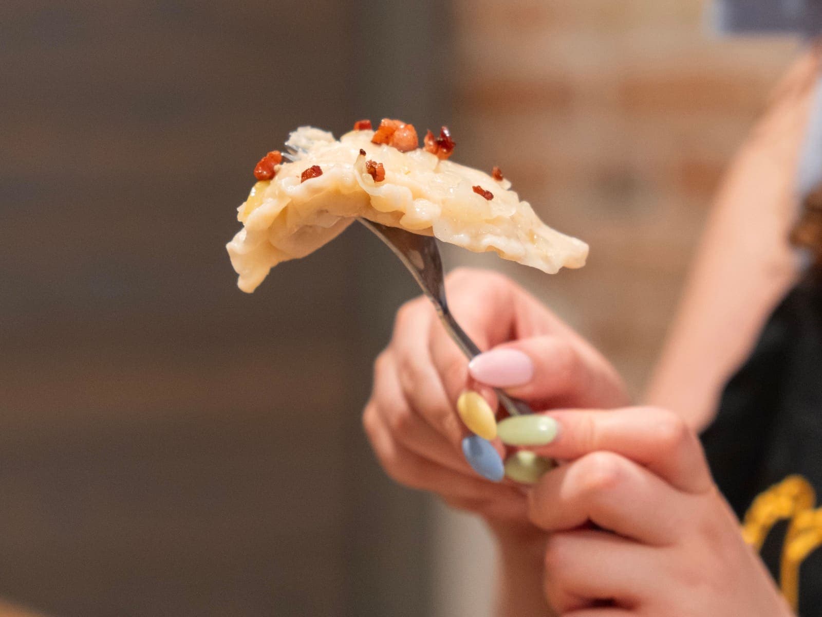 Not Only Pierogi Cooking Class: pierogi on a fork